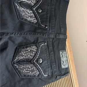Miss Me Black Skinny Jeans with Embroidered & Studded Back Pockets